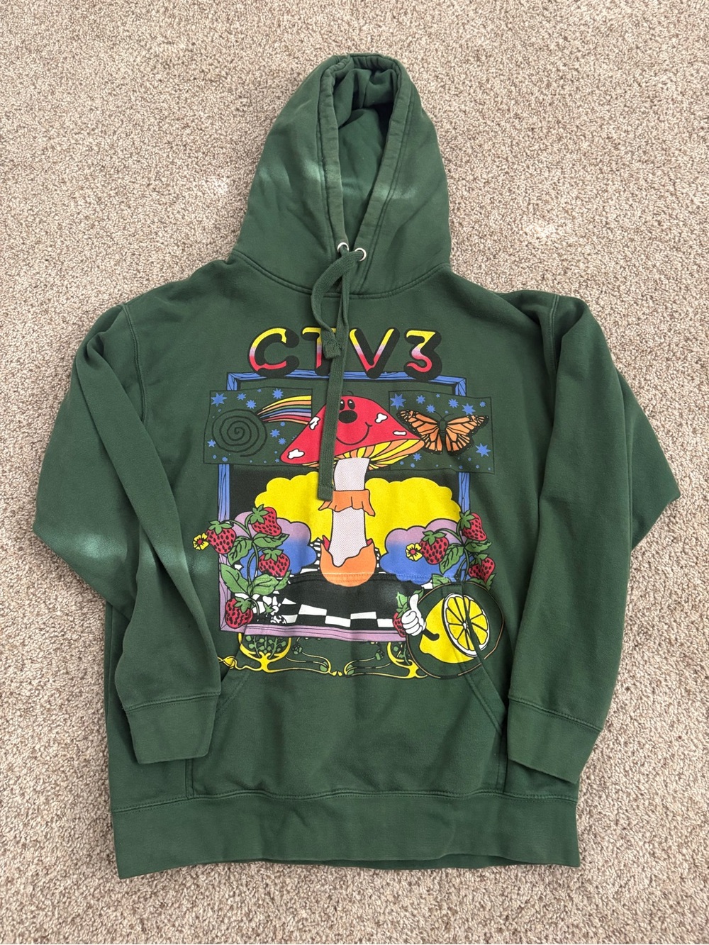 Green Graphic Mushroom Hoodie